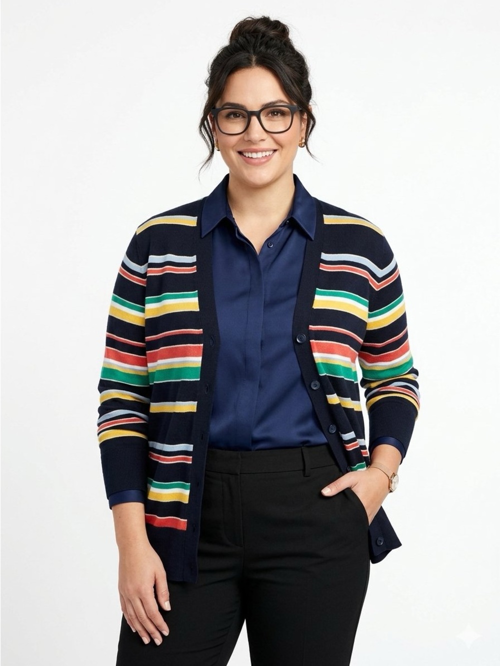 Brooks Brothers Multicolor Striped Button Cardigan Sweater Size L